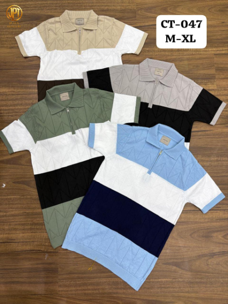 Men’s Striped Polo Neck Half Sleeve T-Shirt