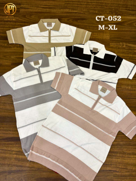 Maxzone Men’s Striped Polo Neck Half Sleeve T-Shirt